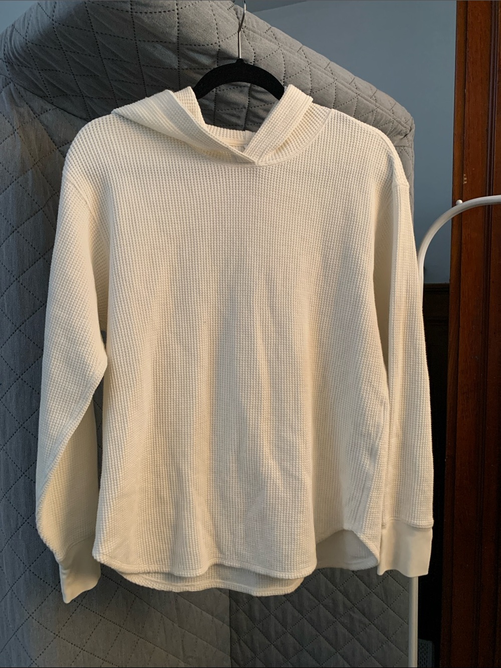 Uniqlo Cream Waffle-Knit Hooded Sweater
